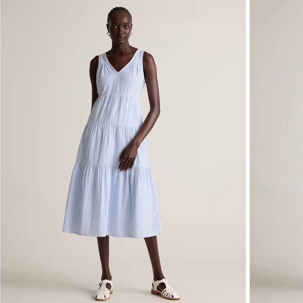 Quince 100% organic cotton gauze tiered maxi dress